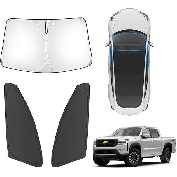 Karltys 3PCS Windshield Sun Shade For -2025 Hyundai Santa Cruz, 210T Thickened Front And Side Window Sunshade Cover  Fit Santa Cruz, Foldable Sun