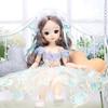 30CM Mini Bewegliche 21 Gelenk Puppe Mädchen Spielzeug 3D Große Augen BJD Prinzessin Volle Outfits Kleider Sammlung Kinder puppe Geschenk