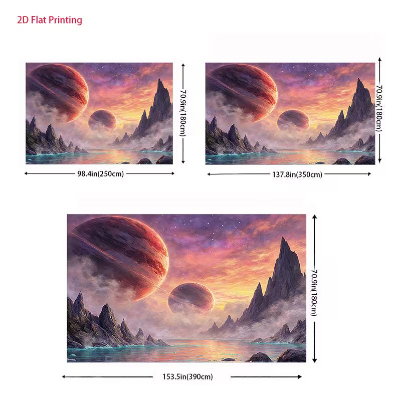 2D Fantasy Space Backdrop for Alien-themed Party, Gaming Room or Decor
