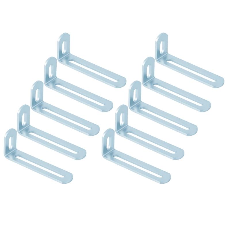 10Pcs Iron L Shaped Corner Brackets Fixer Double Slot Fixing Brackets For Wall Shelving Bookcases Easy Installation