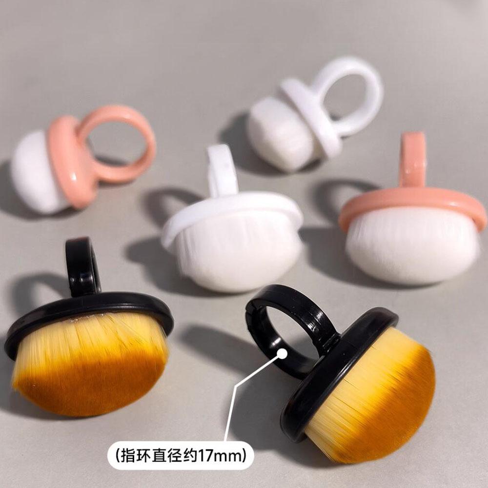 1pcs Finger Ring Nail Dust Brush Black/White/Pink Professional Nail Art Brushes Gel Polish Powder Cleaning Tool Beauty Makeup Br