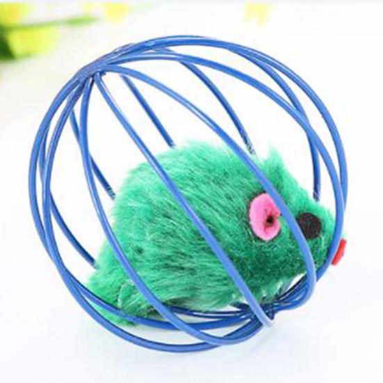 Funny Pet Cat Kitten Fake Mouse Rat Mice Ball Cage Play Interactive Game Toy