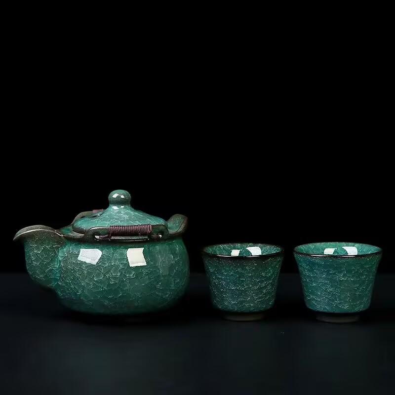 Green Ice Cover Bowl Teacup Household Large Single Sancai Tea Bowl Not Hot Hand Grab Pot High-End Kung Fu Tea Set