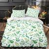 Tropical Plants Floral King Queen Duvet Cover Green Palm Leaves Bedding Set Cream-colored Flowers 2/3pcs Polyester Quilt Cover