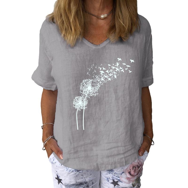QICED Women's Fashion Casual Short Sleeve V Neck Blouses & Shirts