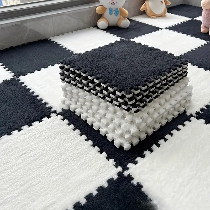 Baby Play Mat Crawling Mat Foam Puzzle Tiles, Interlocking EVA, Thick Soft Non-Slip Washable Plush Checkerboard Nursery