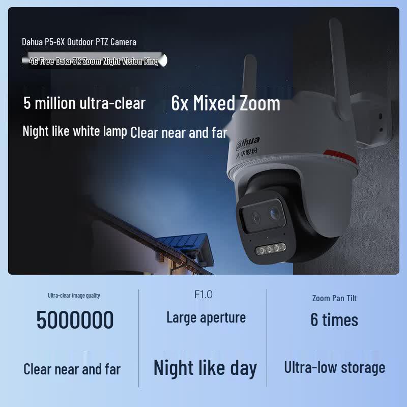 Dahua 5MP 4G LTE PTZ Outdoor Security Camera with Full-Color Night Vision CN Plug (adapter Included)