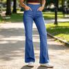 Jeans a zampa colorati da donna con vita elasticizzata e tasche multiple