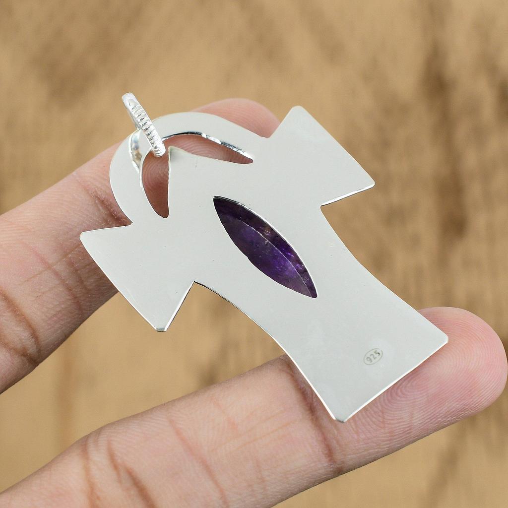 Natural African Amethyst Gemstone Jewelry 925 Sterling Silver Pendant For Women