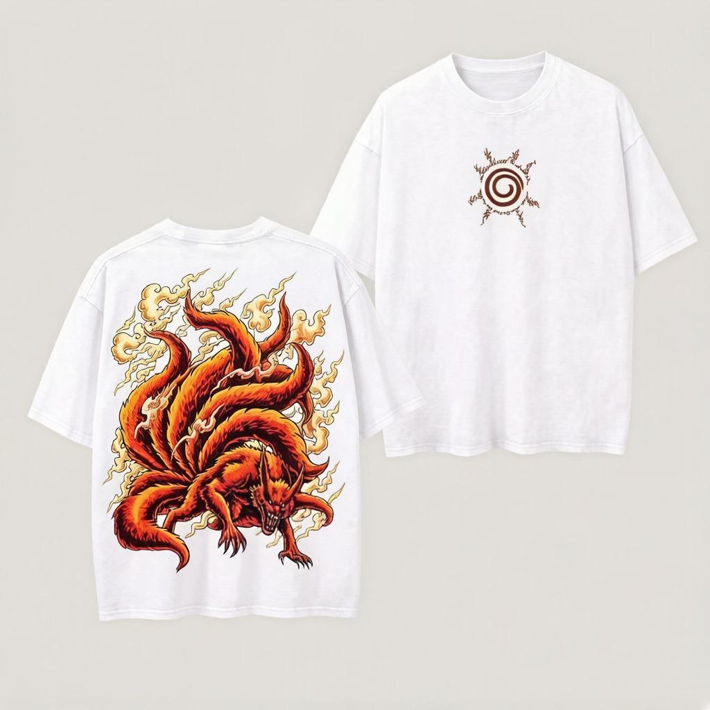 

Tshirt Naruto Unisexs Style Printed Shirt with NineTailed Ninja Cartoon Pattern Cotton Streetwear ClothingTrendy and Versatile M