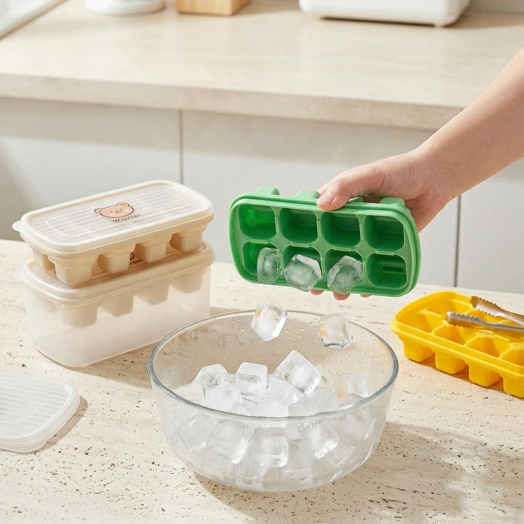 Mini 8 Grids Plastic Ice Mold With Ice Cube Box Reusable Ice Cube Tray Drink Whisky Ice Coolers Ice Cube Maker Kitchen Bar Tools