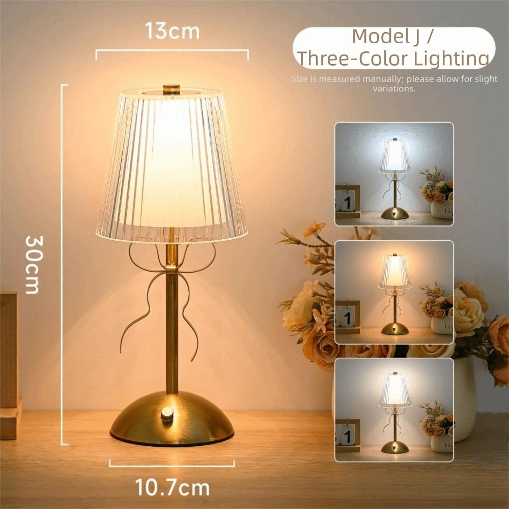 Luxury Rechargeable Small Lamp 3-color Changing Touch Stepless Dimmable Table Bedside