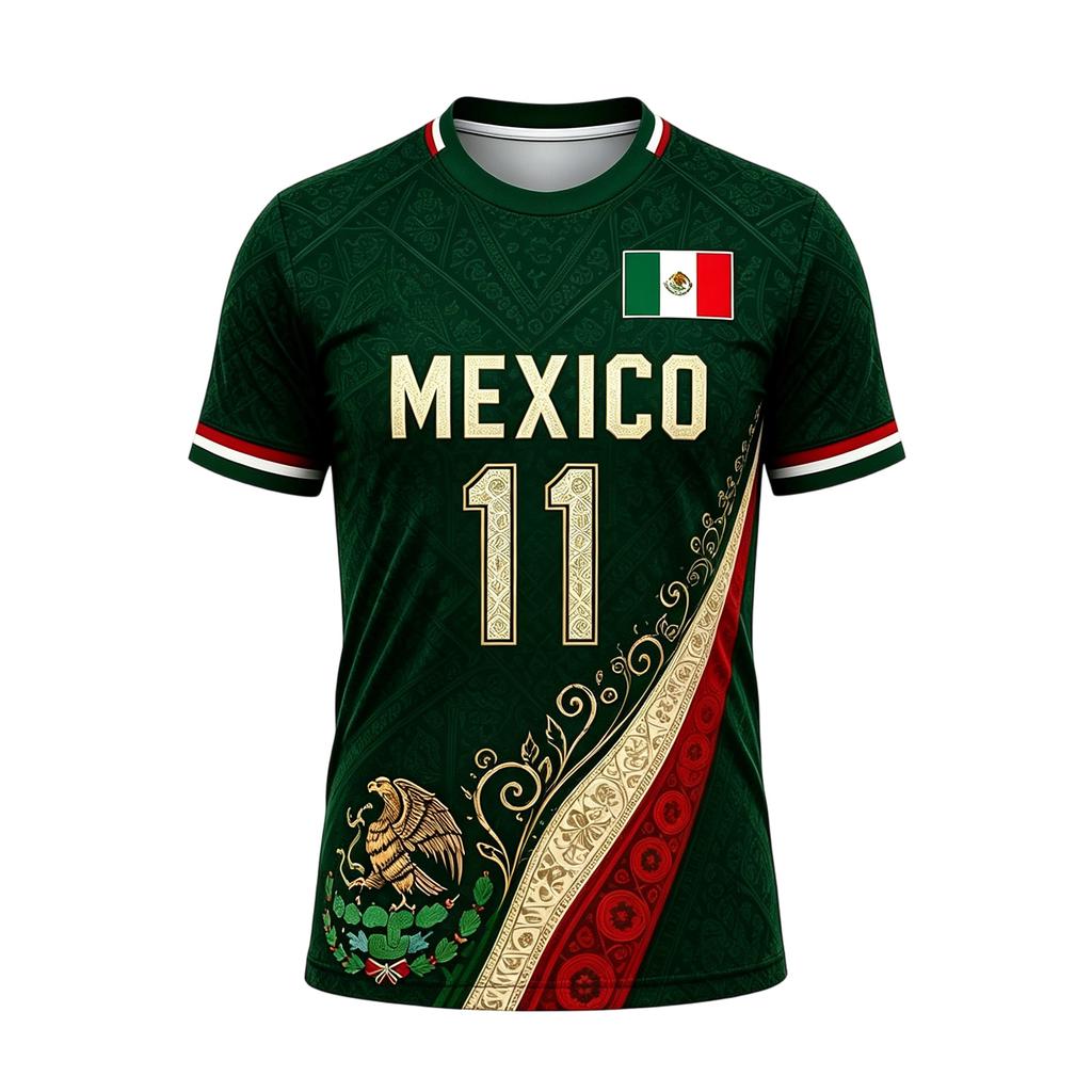 Men's Casual Printed Crew Neck Lightweight Breathable Short Sleeve T-Shirt Mexico Letter Design World Cup Style