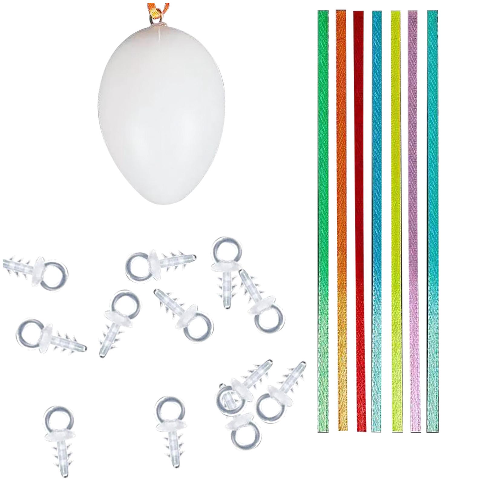 

50pcs Easter Eggs Count Colorful Plastic Fake Eggs with String DIY Painting Gift