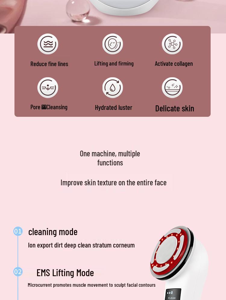 Home Microcurrent Ultrasonic Photon Facial Device with Hot & Cold Therapy