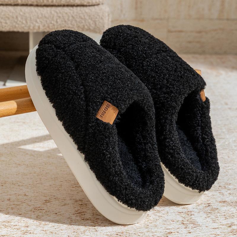 

Winter thick-bottomed warm cotton slippers indoor home non-slip silent piled thickened couple plush cotton mop 44-45