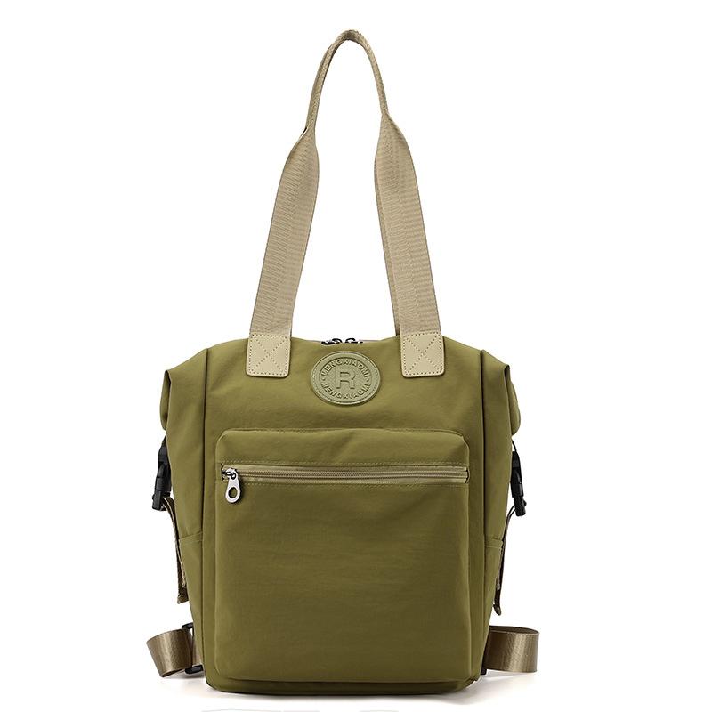 

2025 early spring new simple shoulder messenger bag women s multi-pocket light capacity large casual nylon handbag зелёный
