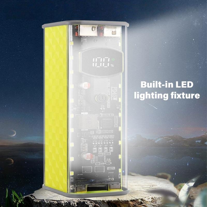 Schnellladung 45WPD Tragbare Powerbanks Gehäuse Kein Löten erforderlich Klare Abdeckung für 8x18650 Batterien