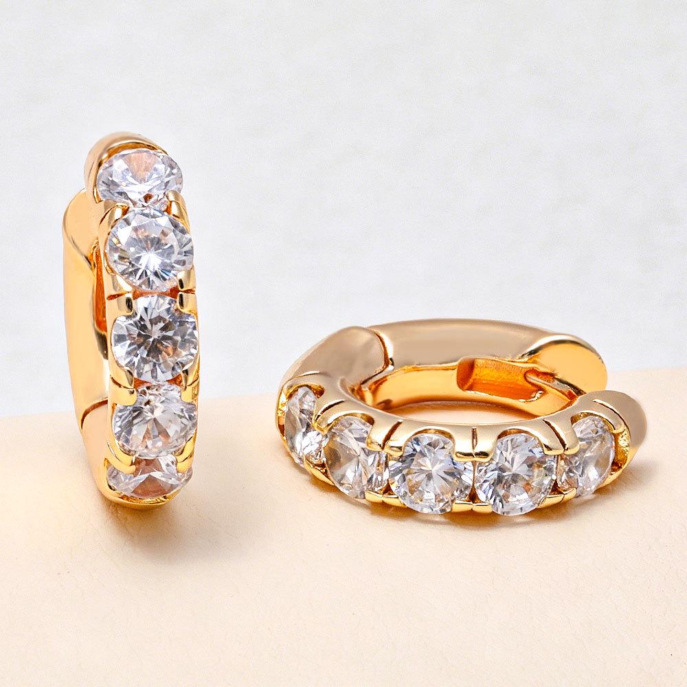18K Gold Plated Stone Inlaid Luxury Earrings for Women - European & American Fashion Ear Cuffs