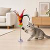 Lustiger Katzenangel mit Saugnapf, Federstange Interaktives Katzenfeder-Spielzeug mit Glöckchen, Buntes Feder-Teaser-Spielzeug für Wohnungskatzen und Kätzchen