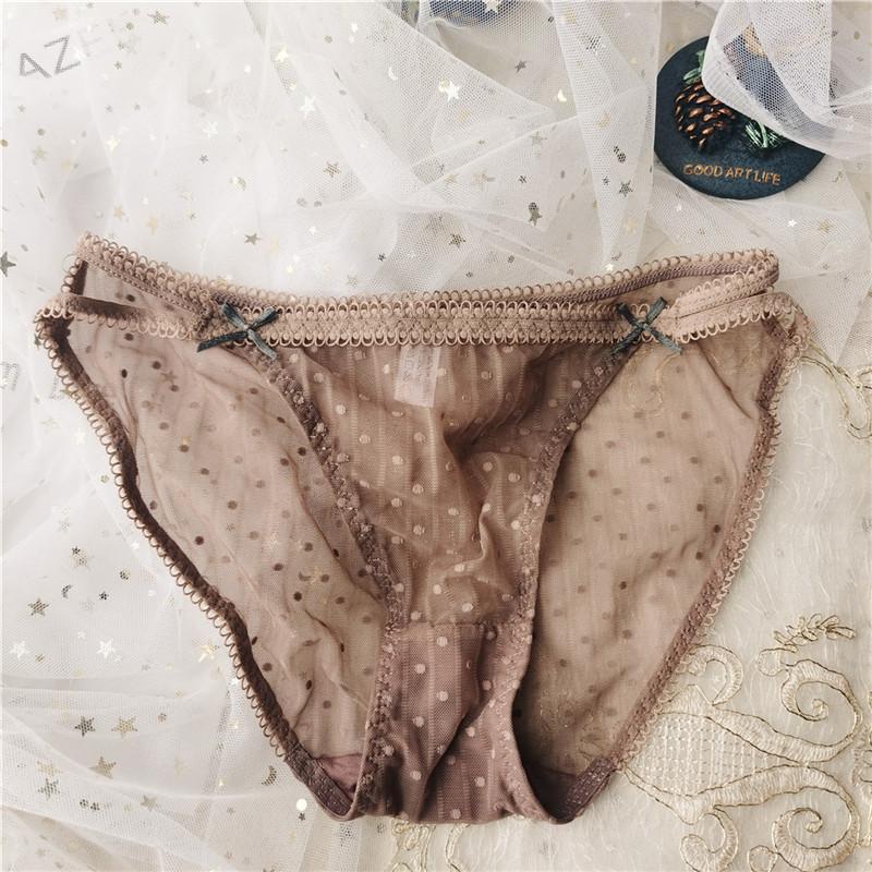 Undertøy Hul Polkadotter Blonder Dobbel Sløyfe Lavt Liv Truser Sexy Dameundertøy