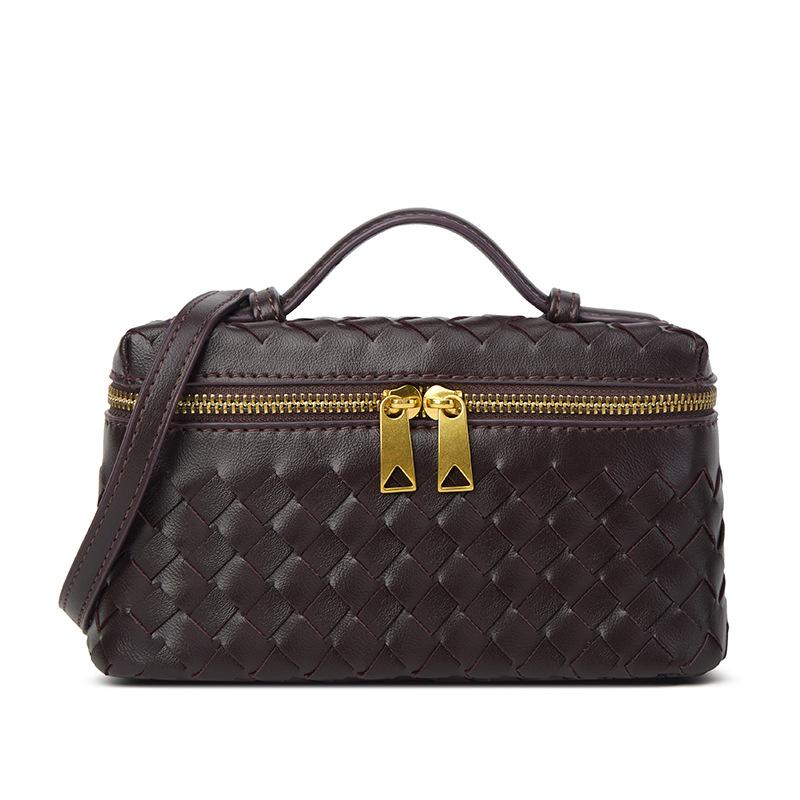 Woven Box Bag Women'S Bag New Year'S Woven Fashion Portable Retro Lunch Box Bag One Shoulder Messenger Bag