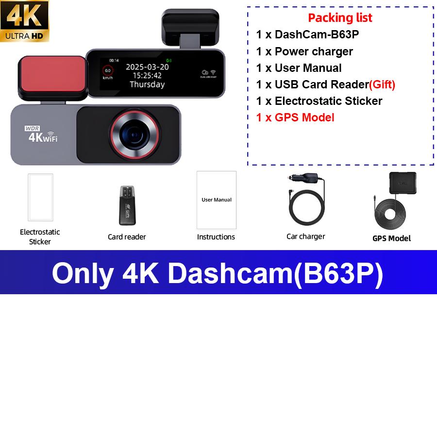 E-ACE 4K Dash Cam Support WiFi GPS Sony IMX678 Night Vision Parking Mode Loop Record 170° Wide Angle Speed Display Mini Car DVR