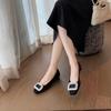 Fashion Rhinestone Square Toe Mary Jane Shoes for Women Designer Leather Women High Heels Fashion Big Size Light Casual Shoes Female