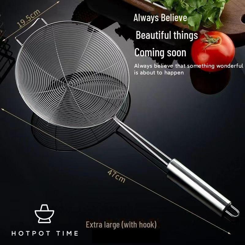 Stainless Steel Kitchen Drain and Frying Spoon - Large Noodle Filter Screen