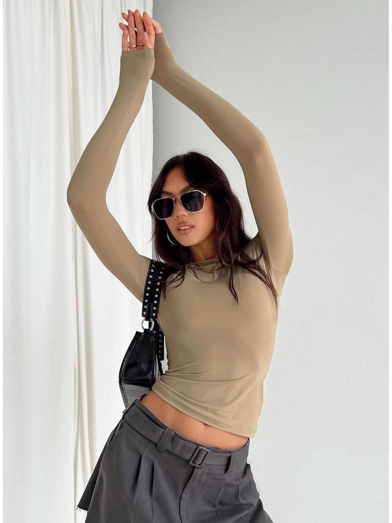European and American Women's Casual Slim Fit Long Sleeve Pullover T-shirt Streetwear Set