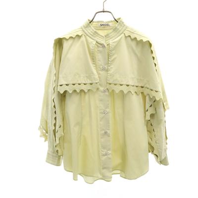 SNIDEL Long Sleeve Scalloped Cape Frill Blouse F Green System Women Used