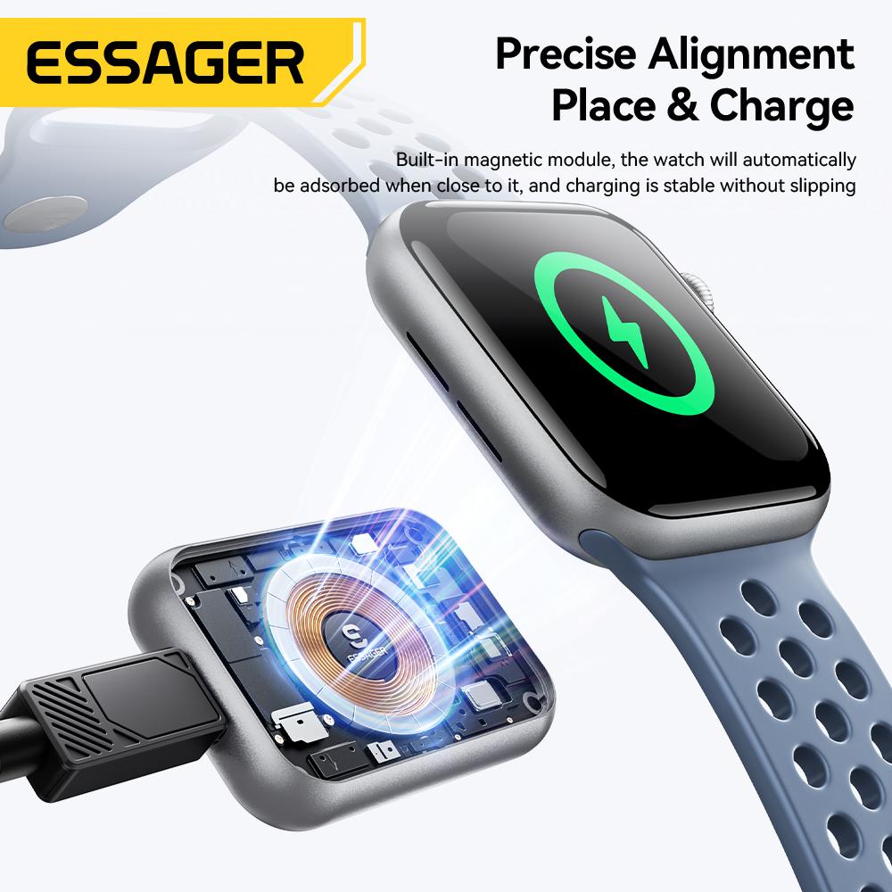 Essager Magnetic Wireless Watch Charger For Apple Watch S2-S11 Series SE Series Ultra Series 5W Portable Type-C/Lighting Charger