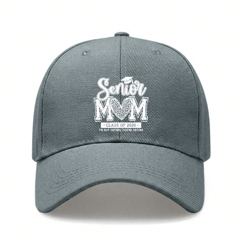 [Graduation Baseball Cap] Senior Mom Class Of 2026 Print Adjustable Breathable Lightweight  Polyester Sun Protection Curved Brim Baseball Hat -