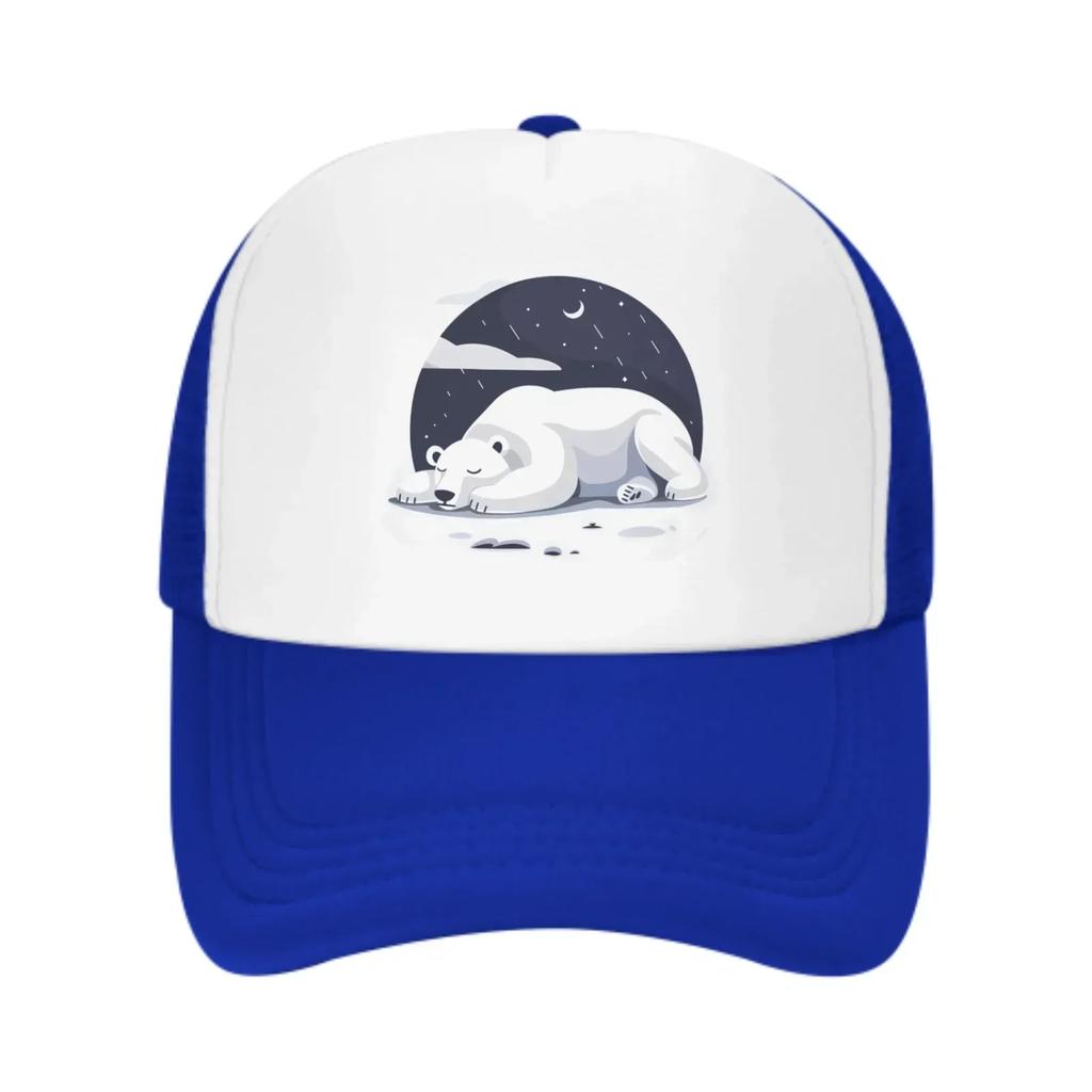 At Night White Bear Sleeps Summer Leisure Sports Daily Sun Hat Fishing Outdoor Unisexs and Womens Truck Caps Fashion