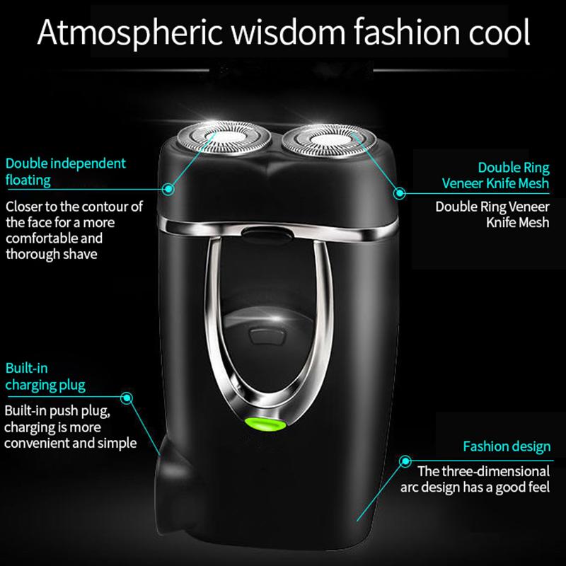 FS711 Men'S Double Head Shaver Double Floating Razor Independent Floating Shaving & Hair Removal Men Gift (Retractable US Plug)