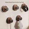 Retro Walnut No-Drill Suction Cup Hook for Bathroom and Behind-Door Use - Strong Load-Bearing, Traceless Adhesive.