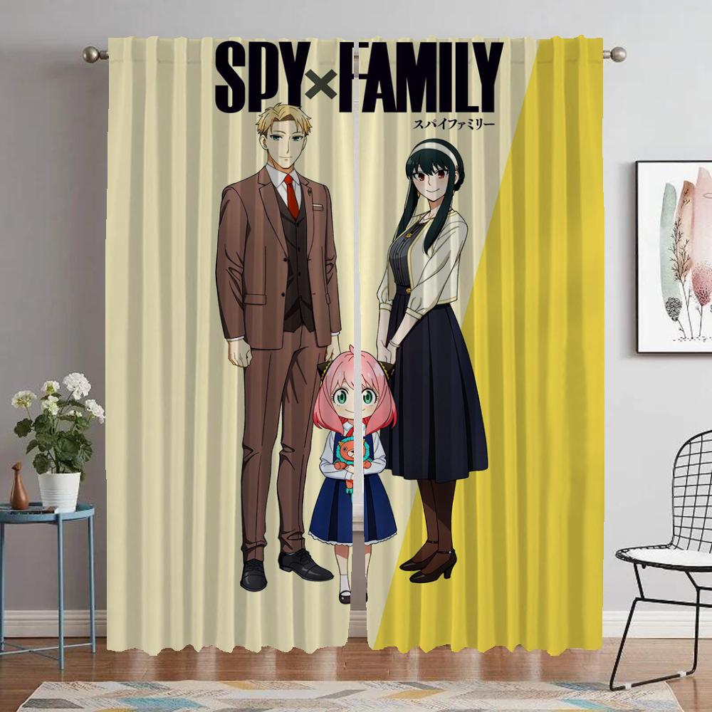 Spy X Family Curtains Child Room Blackout Curtain for Room 2 Panel Tulle for Bedroom Partition Halloween Decoration Shades Home