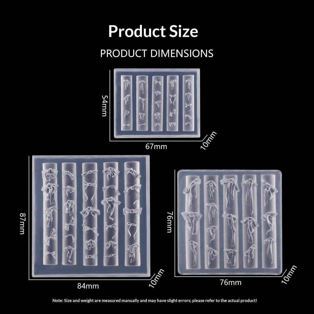 Ribbon Bow Nail Art Mold Silicone Cartoon Bowknot Pattern Nail Art Decorations Nail Polish Filling Mold Relief Design Manicure