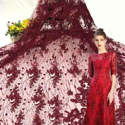 91*130cm Sequin Tulle Lace Fabric High Quality Groom Nigerian Embroidery African Lace Fabric For Diy Sewing Evening Party Dress