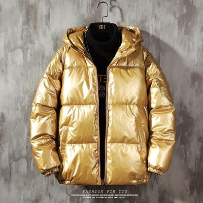 Men’s Shiny Hooded Winter Jacket 2024 - Thick, Loose, Cotton Short Coat for Youth Cold Protection