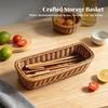 Rectangular Woven Storage Basket with Rounded Corners Handwoven for Dining Table