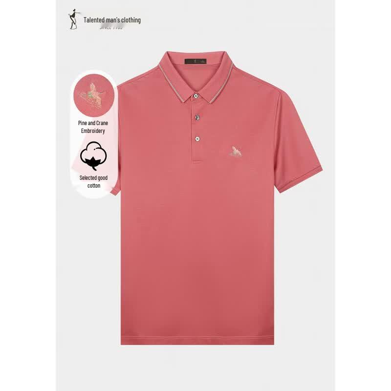 TRIES 3.0 Crane Embroidered Pique Polo Shirt 48