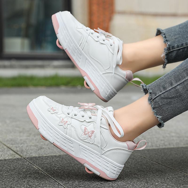 29-40 kid's Four Wheel Sports Boots Roller Skating Removable Student Skating Shoes Sports Shoes Girl skate shoes