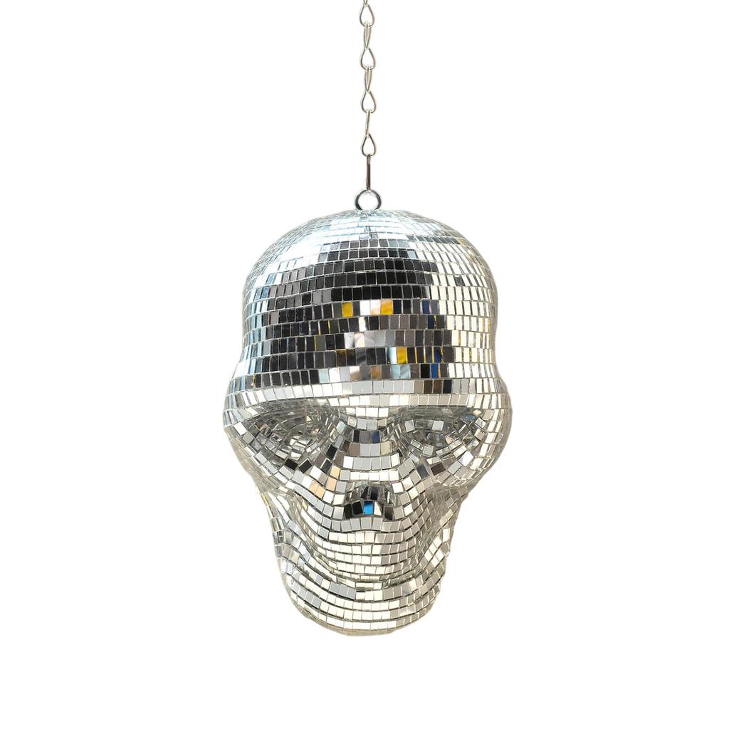 3D Halloween Ball Hanging Decoration with Chain - Retro Mirror Reflective Ornament for Decor