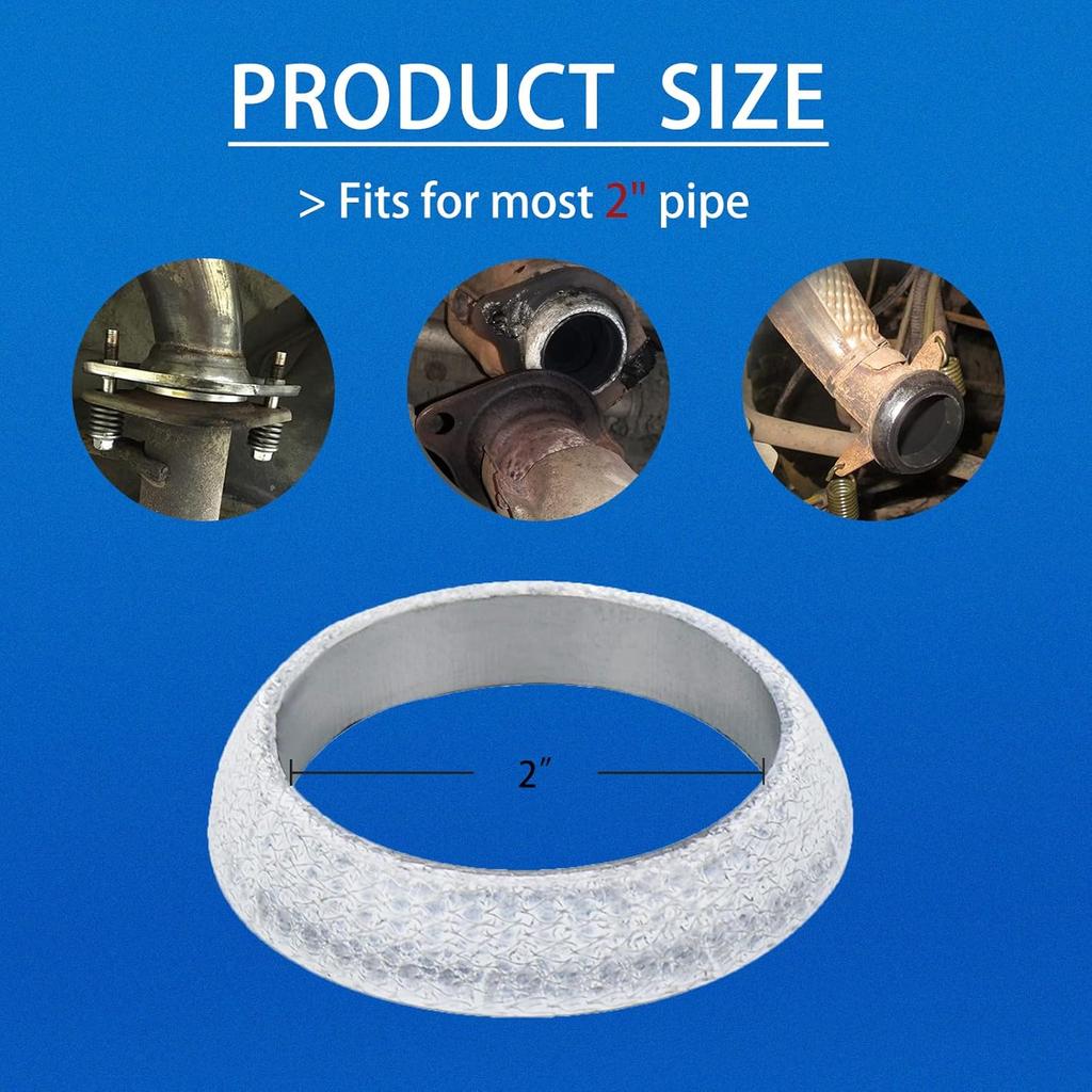 2 Inches/51mm Exhaust Manifold Gasket: Universal Exhaust Flange Gasket Seal Muffler Ring Replacement to Prevent Leaking Between Exhaust Manifold and