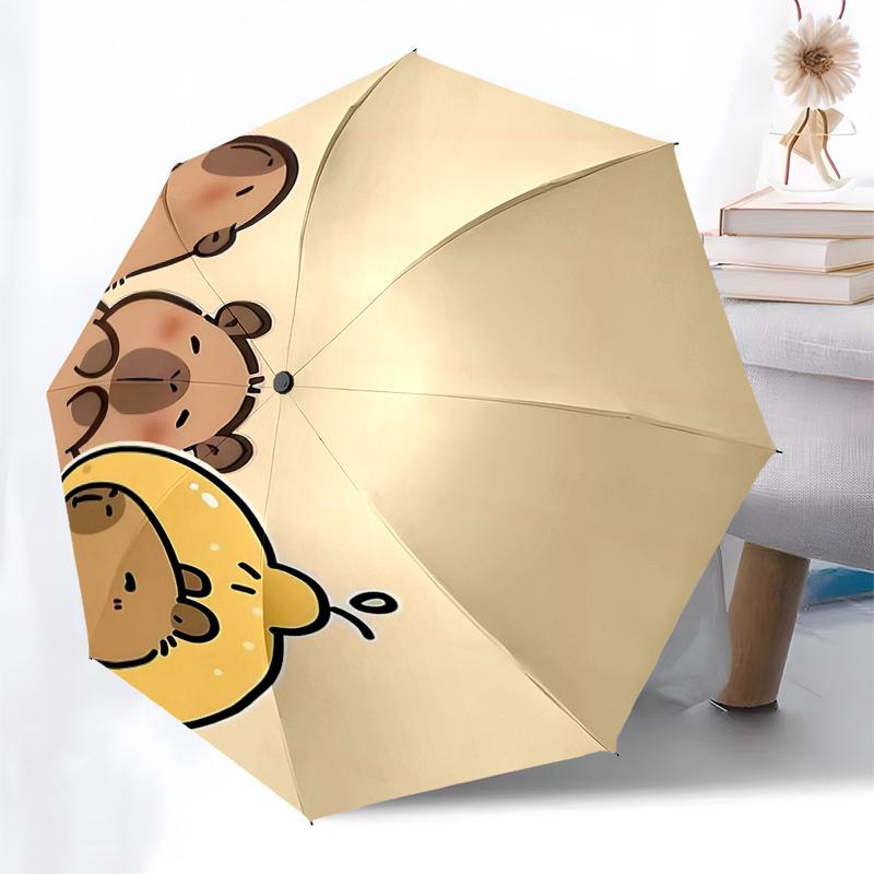 Reiseregenschirm mit Capybara-Motiv - 8 Rippen, Automatisches Öffnen und Schließen, Tragbares faltbares Design, Kompakter und stilvoller Schirm für unterwegs