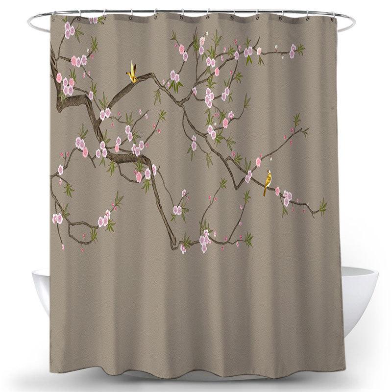 Flower and Bird Shower Curtain Waterproof Bathroom Decorative 3D Printed Fabric Decorative Shower Curtain cortina de la ducha