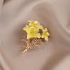 Yellow Flower Brooch Premium Coat Corsage Fixed High-end Clothes Pin Versatile Elegance