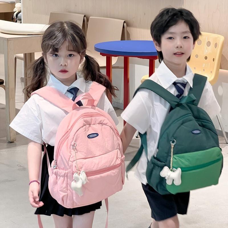 Lightweight Kids Simple Backpack With Color Block Design For School Learning