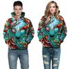 Vibrant Skull Print Digital Pullover Hoodie For Men Comfortable Loose Fit